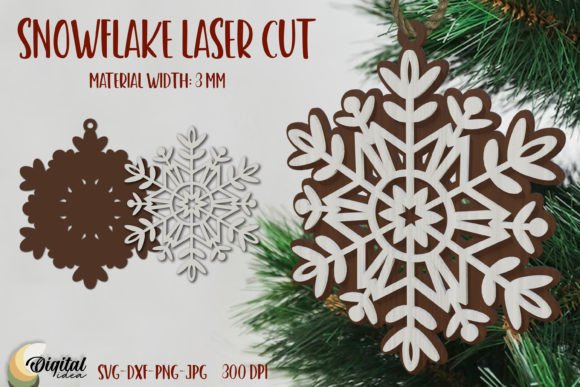 3D Laser-Cut Layered Snowflake Ornaments for Winter-Themed Content Design