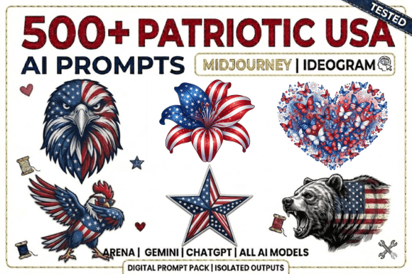 500 4th of July AI Sublimation Prompts: A Design Asset for Patriotic Branding