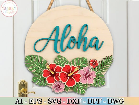 Aloha Tropical Round Sign SVG: A Vibrant Laser Cutting Asset for Summer Projects