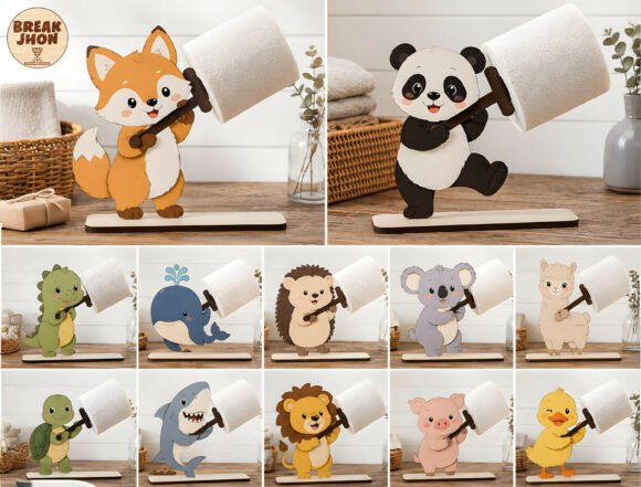 Animal Toilet Paper Holder SVG Bundle for Laser Cutting Home Decor Projects