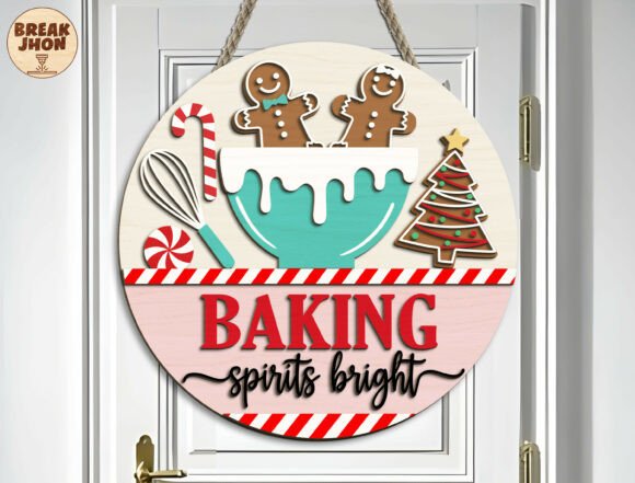 Baking Spirits Bright Door Hanger SVG for Laser Cutting and Winter Amp Projects