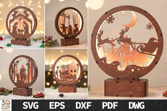 Christmas Layered Light Box SVG Bundle for Laser Cutting in Winter Amp Campaigns