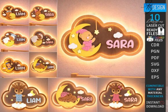 Cloud Night Light Laser Cut Bundle SVG Review