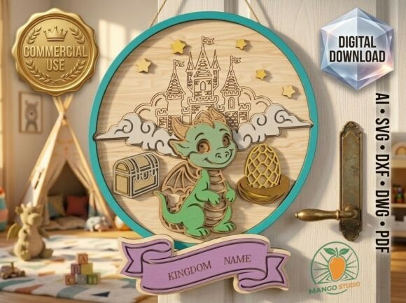 Dragon Castle Layered Mandala: A Magical Laser Cutting Sign Design