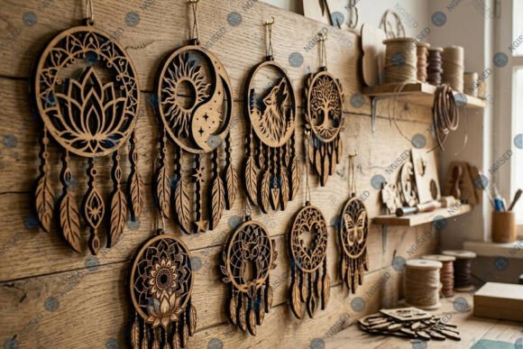 Dream Catcher Wall Decor Bundle SVG: A Laser Cutting Design for Creative Sellers