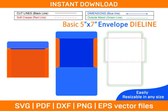 Envelope 5x7 Inch or Standard Size Die: A Powerful Graphic Design Asset for Print Templates