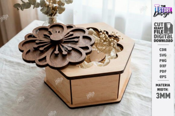 Flower Gift Box Laser Cut Jewelry Box for Handmade Creations