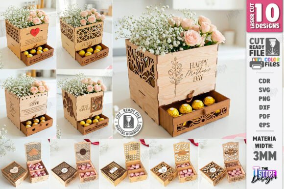 Flowers and Chocolate Box Laser Cut Set for Crafters