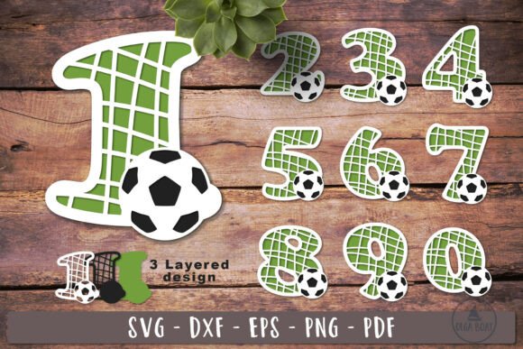 Football Numbers SVG Layered Paper Cut for Crafts and Graphics