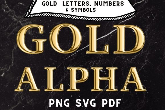 Gold Chrome Alphabet Letters Set: A Luxurious Graphic Design Asset for Decorative Projects