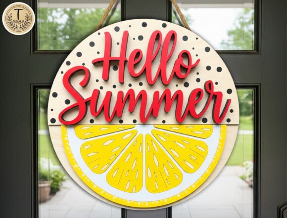 Hello Summer Lemon Sign SVG for Laser Cutting Projects