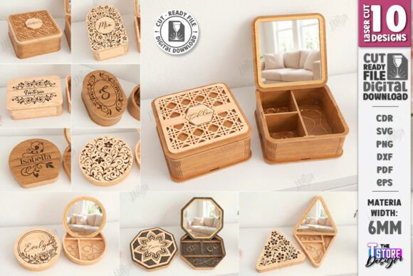 Jewelry Box with Mirror Laser Cut Bundle for Creative Crafters