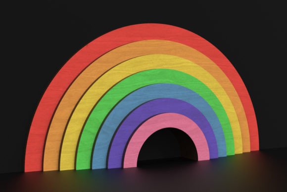 Laser Cut Free Standing Rainbow Ornament for Design Projects