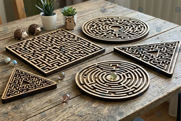 Laser Cut Maze Boards SVG Bundle: A Playful Graphic Design Asset for Local Business Branding