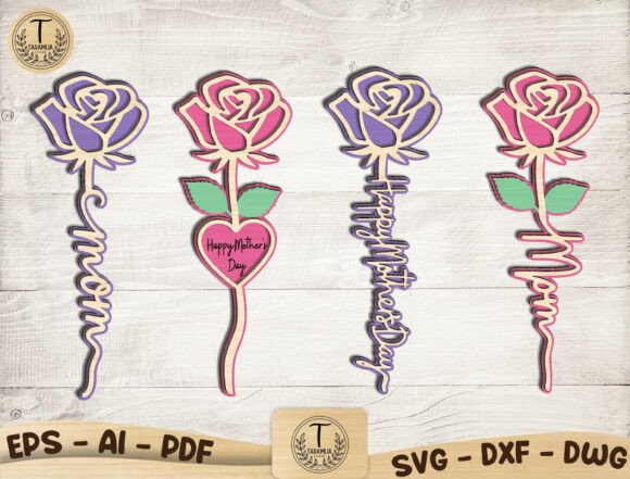 Laser-Cut Rose SVG Bundle for Mother's Day Branding