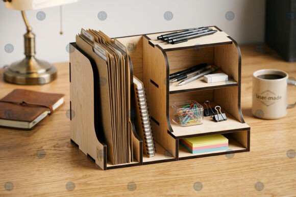 Laser Cut Stationery Organizer SVG File: A Versatile Design Asset for Local Business Branding