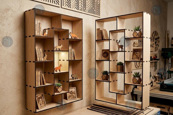 Laser Cut Wall Bookshelf SVG Bundle for Organizers