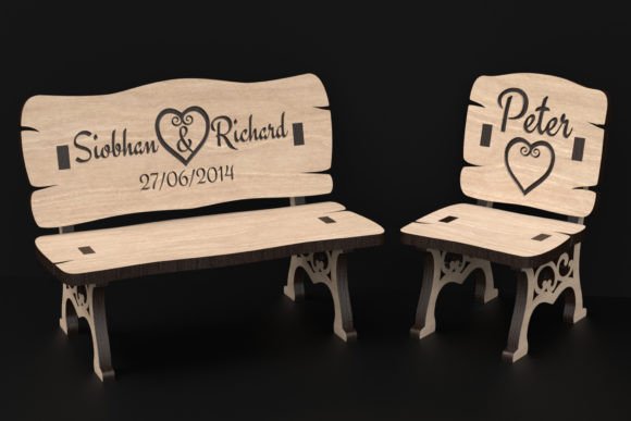 Laser Cutting Bench Chair SVG for Wedding Creations