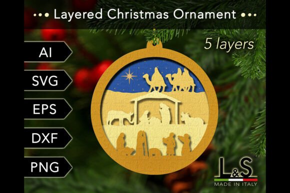 Layered Nativity Ornament for Laser Cutting and Handmade Projects