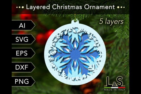 Layered Snowflake Ornament: A Laser-Cut Graphic Design Asset for Holiday Websites