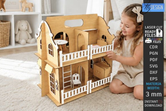 Portable Doll House Laser Cut Kids SVG for Toys Amp Branding