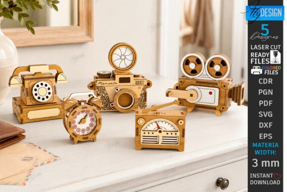Retro Mini Keychains Laser Cut Bundle: A Nostalgic Design Asset for Branding