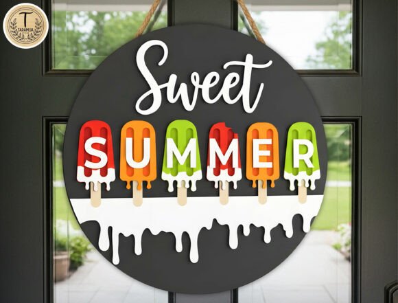 Sweet Summer Popsicle Door Sign SVG for Laser Cutting Projects