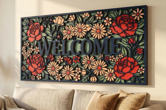 Welcome 5 Layer Laser Cut SVG for Wall Decor