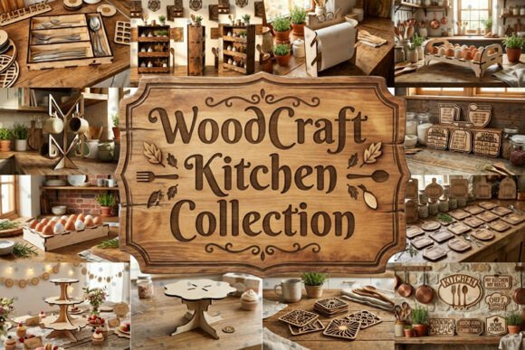 WoodCraft Kitchen Collection SVG Bundle for Laser Cutting Projects